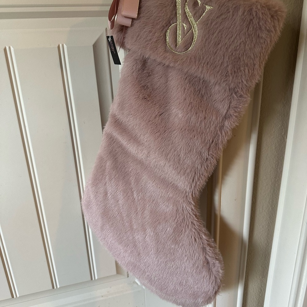 Victorias Secret Pink Faux Fur Stocking